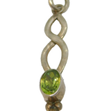Sterling Silver Faceted Peridot Celtic Style Drop Charm Pendant Vintage c1970