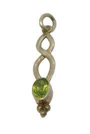 Sterling Silver Faceted Peridot Celtic Style Drop Charm Pendant Vintage c1970