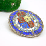 Victorian Sterling Silver Enamel Jubilee Half Crown Coin Brooch Antique 1887