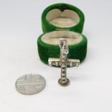 Sterling Silver Ball Pattern Cross Charm Pendant Vintage c1970
