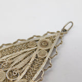 Sterling Silver Eastern Style Filigree Drop Pendant Antique c1920 Art Deco