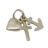 Sterling Silver Faith, Hope & Charity Cluster Charm Pendant Vintage c1970