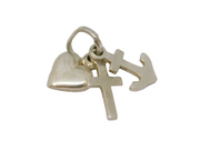 Sterling Silver Faith, Hope & Charity Cluster Charm Pendant Vintage c1970