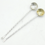 Handmade Sterling Silver Shell Form Cocktail Mixing Spoons Vintage 1999 London