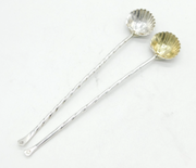 Handmade Sterling Silver Shell Form Cocktail Mixing Spoons Vintage 1999 London