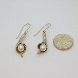 Pair of Sterling Silver Pearl Lily Form Hook Drop Earrings Contemporary c1990