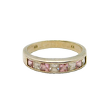 Sterling Silver Pink & White CZ Channel Set Band Dress Ring Modern c1990 Size R