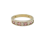 Sterling Silver Pink & White CZ Channel Set Band Dress Ring Modern c1990 Size R
