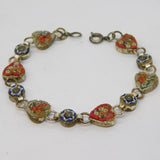 Italian 20th Century Floral Micro Mosaic Panel Bracelet Antique c1920