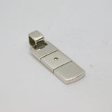 Sterling Silver Two-Tone Diamond Set Rectangle Drop Pendant Vintage c1990
