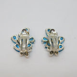 Pair of Sterling Silver Topaz & White Sapphire Clip-On Earrings Vintage c1970
