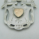 Victorian Sterling Silver & Gold Love Heart Fob Medal Antique 1901 Birmingham