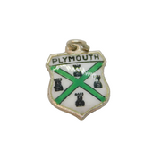 Sterling Silver 'Plymouth' Enamel Shield Travel Souvenir Charm Vintage c1970s