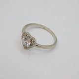 Sterling Silver Paste Set Heart Dress Band Ring Contemporary c2000 Size R
