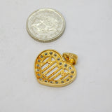 Sterling Silver Gilt Crystal Set Mum Heart Charm Pendant Vintage c1970s