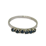 Sterling Silver 6 Sapphire Half Eternity Band Ring Vintage 1980 Size K 1/2