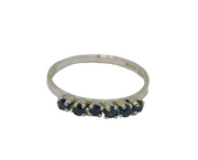 Sterling Silver 6 Sapphire Half Eternity Band Ring Vintage 1980 Size K 1/2