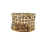 Sterling Silver Natural Pink Shell Grid Pattern Band Ring Vintage c1990 Size R
