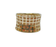 Sterling Silver Natural Pink Shell Grid Pattern Band Ring Vintage c1990 Size R