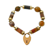 Victorian Scottish 9ct Gold & Colourful Agate Set Charm Bracelet Antique c1860s