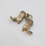Sterling Silver Pair Of Cowboy Boots Charm Pendant Vintage c1970s