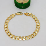 Sterling Silver Gilt Flat Link Curb Chain Bracelet Vintage c1980 19cm Length