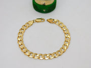 Sterling Silver Gilt Flat Link Curb Chain Bracelet Vintage c1980 19cm Length