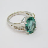 Sterling Silver Blue Zircon & White Sapphire Dress Ring Vintage c1970 Size N 1/2