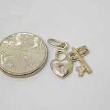 Sterling Silver Key to my Heart Charm Pendant Vintage c1970