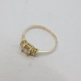 Sterling Silver Three Stone Set Graduating CZ Dress Ring Modern c1990 Size P