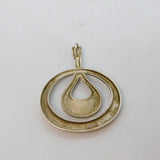 Sterling Silver Large Modernist Oval & Drop Shape Charm Pendant Vintage c1970