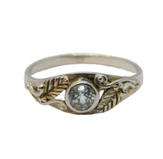 Sterling Silver & Aquamarine Set Floral Dress Ring Vintage c1990s