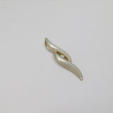 Sterling Silver CZ Set Wavy Curved Charm Pendant Vintage c1970