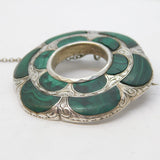 Victorian Scottish Sterling Silver & Malachite Set Kilt Brooch Antique c1860s