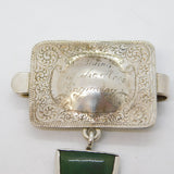 New Zealand 19th Century Sterling Silver Nephrite Jade Clip Badge Antique