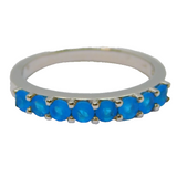Sterling Silver 8 Stone Blue Topaz Half Eternity Ring Vintage c1970 Size N 1/2
