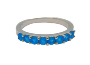 Sterling Silver 8 Stone Blue Topaz Half Eternity Ring Vintage c1970 Size N 1/2
