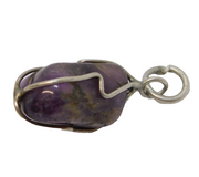 Sterling Silver Amethyst Drop Charm Pendant Vintage c1970