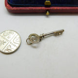 Sterling Silver Lucky 18th Birthday Key Charm Pendant Vintage c1970
