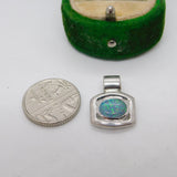 Sterling Silver Doublet Opal Drop Charm Pendant Vintage c1970