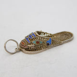 Chinese Export Sterling Silver & Enamel Sandal Pendant Antique c1930s