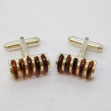 Pair of Sterling Silver Baltic Amber Set Gents Cufflinks Vintage c1960