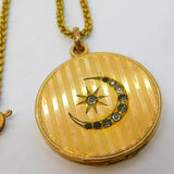 Victorian Rolled Gold Crescent Moon Monogram Sweetheart Necklace Antique