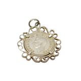 Sterling Silver George VI Threepence Coin Charm Pendant Vintage 1940