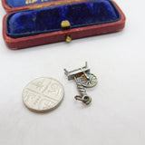 Sterling Silver Spinning Wheel Charm Pendant Vintage c1970