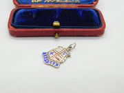 Sterling Silver & Enamel Croydon London Charm Pendant Vintage c1970