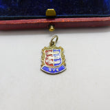Sterling Silver and Enamel Rye Travel Shield Charm Pendant Vintage c1970