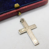 Sterling Silver Crucifix Engraved 'Mother' Charm Pendant Vintage c1970