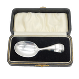 Boxed Sterling Silver Baby Feeder Christening Spoon Antique 1930 Birmingham