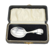 Boxed Sterling Silver Baby Feeder Christening Spoon Antique 1930 Birmingham